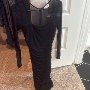 Pink Lily Black Mesh Long Sleeve Dress